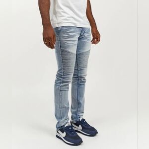 Reason|Mens Premium Distressed Denim Jeans Light Wash Leisure Sz.32X31.5